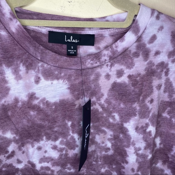 NWT LULUS Cozy Livin’ Mauve Purple Tie-Dye Tee S - Picture 2 of 6